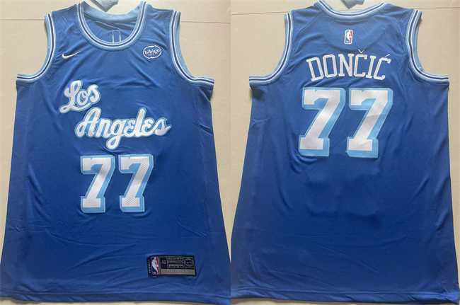 Men%27s Los Angeles Lakers #77 Luka Doncic Blue 2025 Stitched Basketball Jersey